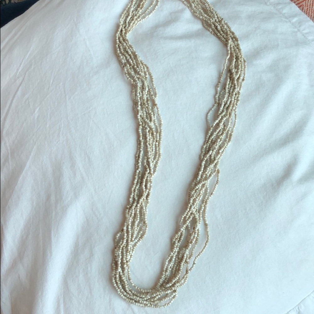 Long cream seed bead necklace